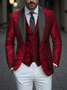 Men's Printed Formal Business Suit Set, Stylish Comfortable Design, Perfect for Wedding Party, Durable Fabric, Ideal Gift Choice