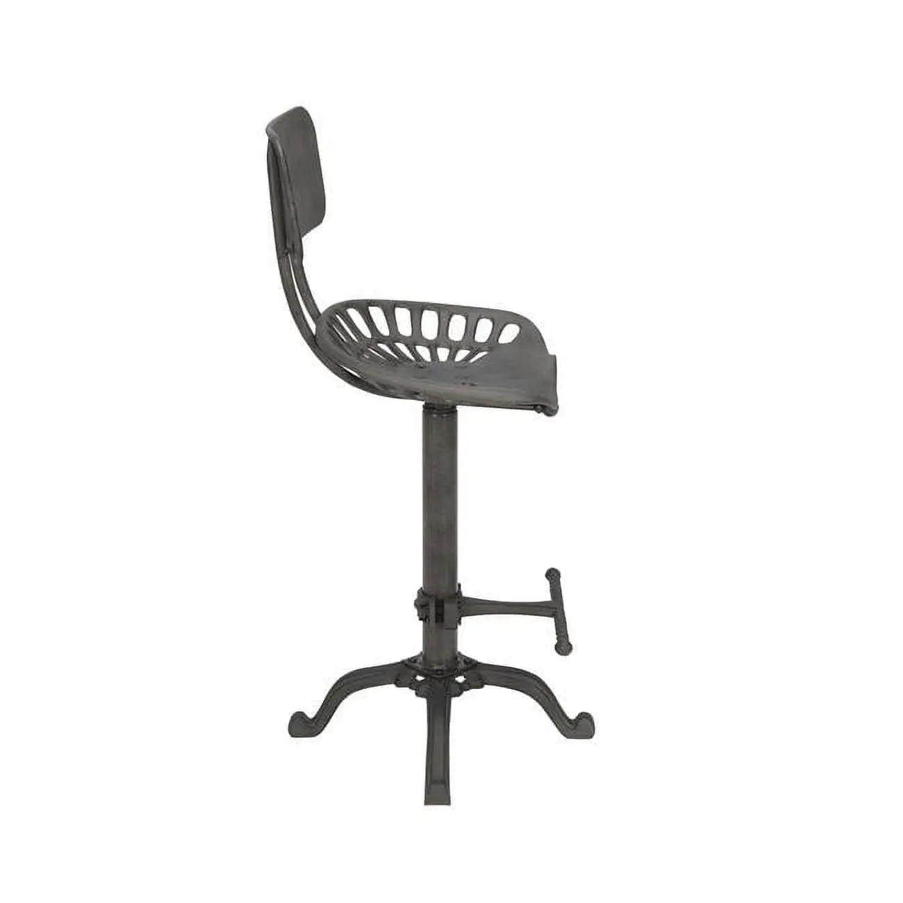 Carolina Cottage August Industrial-Rustic Metal Round Tractor Seat Adjustable Back Counter Stool - 14.25x38x18.5 in, 360 Rotating Commercial Office Furniture, Adjustable Counter Stools, 360 Rotating Stools