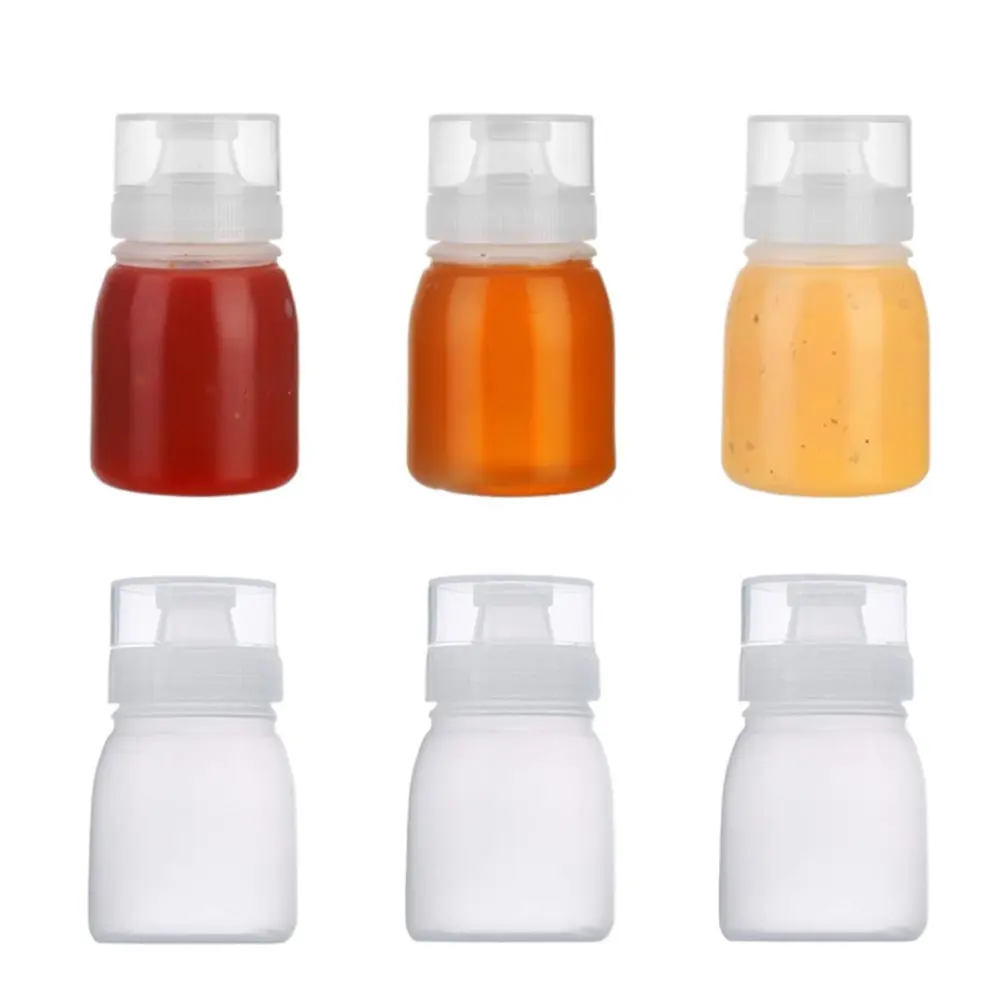 6-Piece 180ml Sturdy PE Plastic Reusable Squeeze Bottle Set - Leak-Proof Transparent Kitchen Containers, Mini Plastic Container Drizzlers & Dressing Shakers, 1-Tip Pour Bottle Drizzlers for Seasoning, Sauces (See Level at Glance)