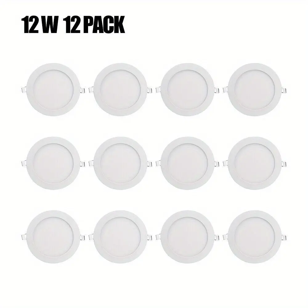 6inch 12 Pack Led Recessed Ceiling Lights, Ultra-thin Retrofits Installation Kit, 6500k Daylight White Led Downlight, Modern Slim Panel Lighting Fixtures, Durable Bright Indoor Ceiling Lamp for Home Garage Office Interior Lighting Use