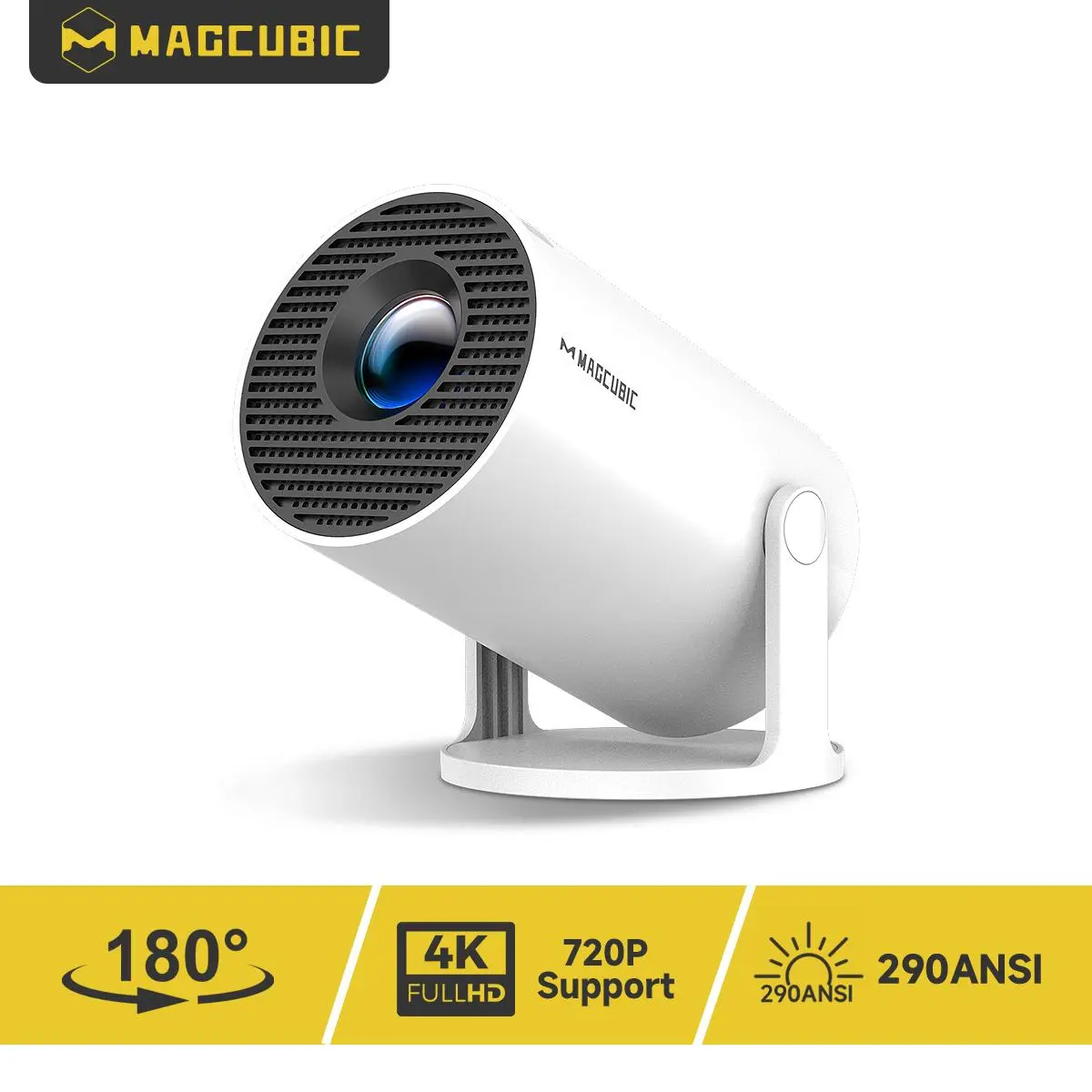 Magcubic HY300Pro Projector 130"screen Upgraded 290ANSI Allwinner H726 Android 14.0 8K 4K Decode Dual WiFi6 Built-in Speaker and Appstore BT5.4 Native 1280*720P Home Theater Outdoor Portable Play Store Smart Projector #SummerWins #DealsForYouDays
