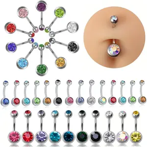 16PCS Assorted Colors Belly Button Ring Surgical Steel Hypoallergenic Lead and Nickel Free,4 Gauge Navel Piercing Body Jewelry