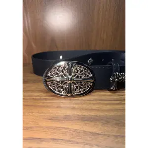 Black leather gothic cross belt