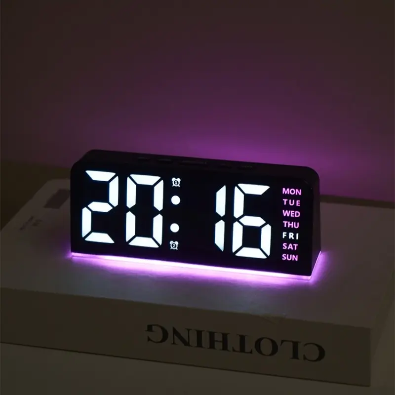 USB Powered Digital Multifunctional Alarm Clock Mood Light Home Decor TEMP Date Week 2 Alarm Snooze Table Clock Digital Alarm Clocks Battery Operated Digital Clock 4-level Brightness 12/24H Digital LED Clock(Battery Not Included)