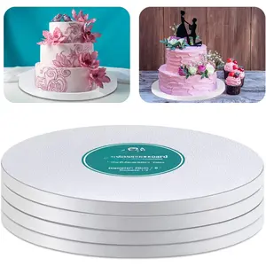 White Cake Drums Round 12 Inch Cake Boards with 1/2-Inch Thick Smooth Edges for multi tiered Birthday Wedding Party Cakes Drum Board