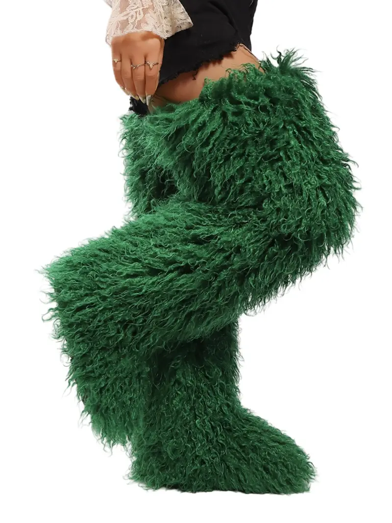 Women's Over-The-Knee Snow Boots, Round Toe Design, Textile Upper & Rubber Sole, Medium Width, Fall/winter Season, Plain Pattern