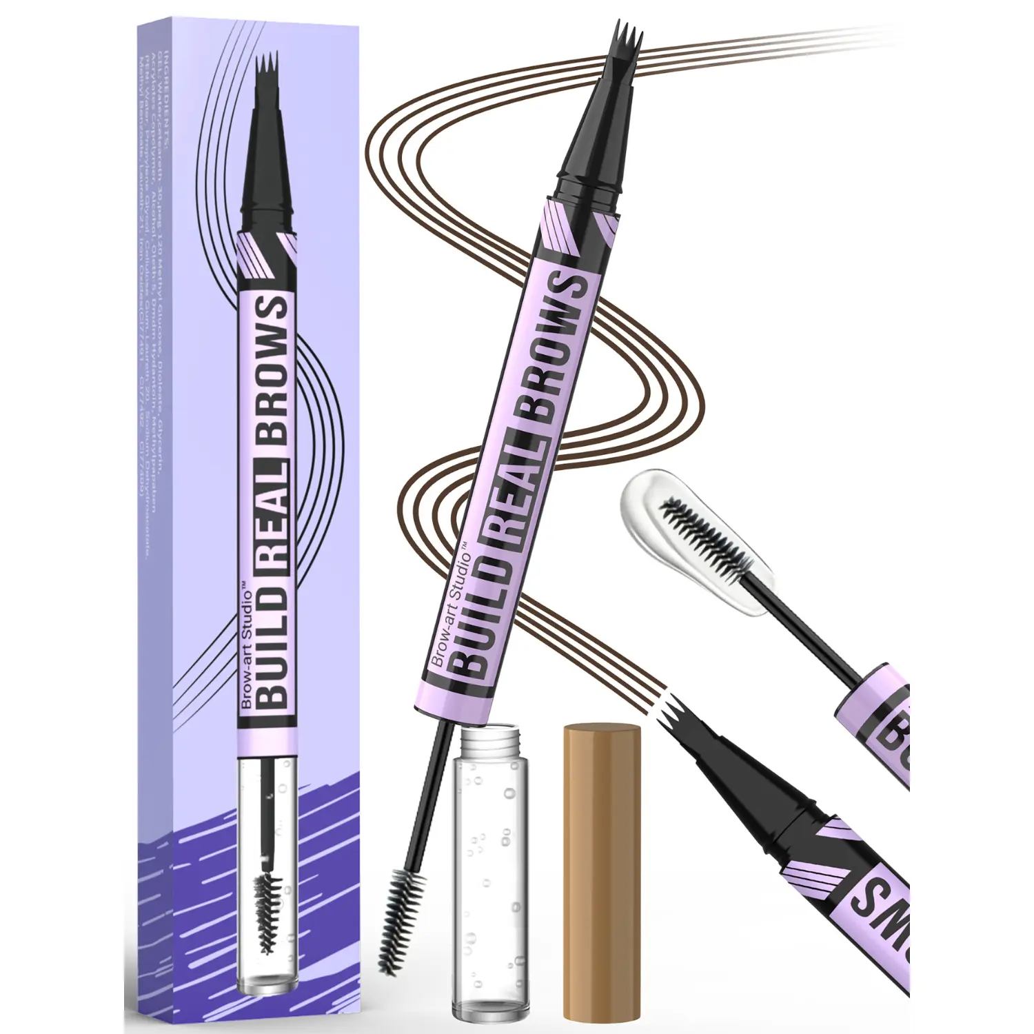 iMethod Eyebrow Pen and Eyebrow Gel - Brow Pen  2-in-1 Eyebrow Pencils for Woman with Micro-Fork Tip and Brow Gel Clear, Fuller Eyebrows, Stay All Day Makeup Cosmetic