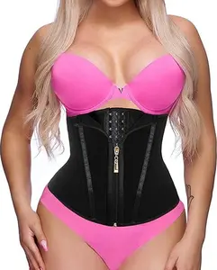 CZXMY Women's Adjustable Hook & Eye Closure Zipper Waist Trainer - High Stretch Compression Mesh Fabric Shapewear, Minimalist Tummy Control Cincher for Postpartum Recovery, Activewear Underwear Fit