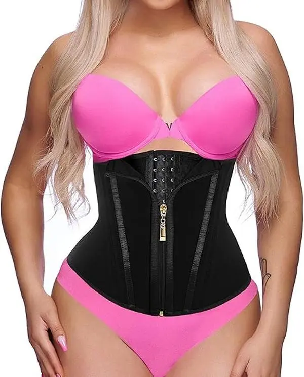 CZXMY Women's Basic Adjustable Hook & Eye Closure Zipper Waist Trainer Body Shape - High Stretch Elastic Compression Mesh Fabric Shapewear, Minimalist Tummy Control Cincher for Postpartum Recovery, Activewear Sportswear Underwear Fit