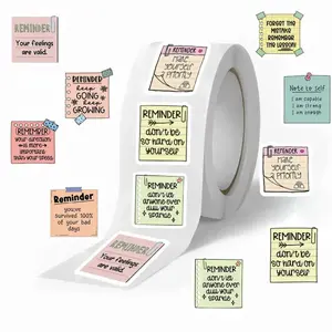 Mental Health Stickers, 500pcs/roll Reminder Decals, Positive Waterproof Psychology Affirmation Stickers, Feelings Mental Health Decor Labels for Adults