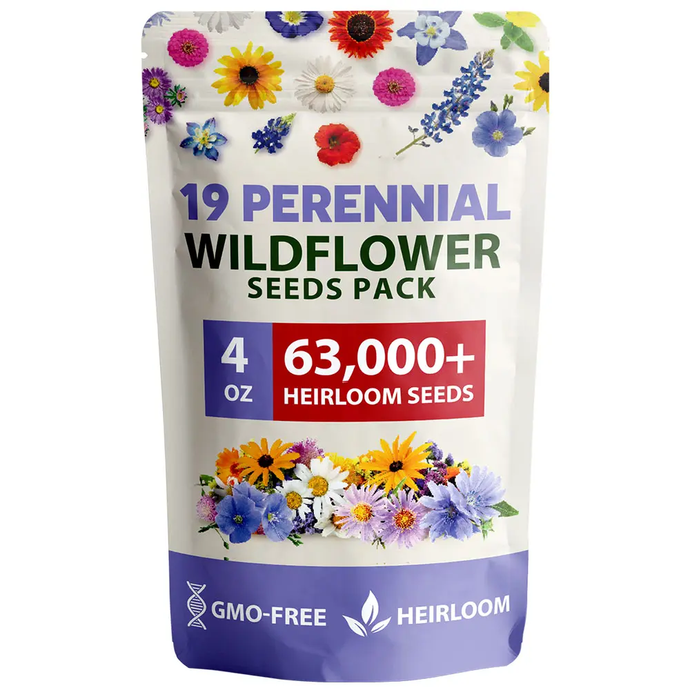 Wildflower Garden Plant Seeds - 4oz Pure Seed Blend, 63200 Natural Flowers, No Filler Pollinator Haven