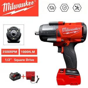 Milwaukee 18V Brushless Cordless 1/2" Impact Wrench - 1000N.m Max Torque, 3500RPM No-Load Speed, 3500IPM Impact Rate for Automotive Repair, Tire Changing and Heavy Duty Construction
