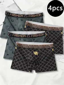 4-Pack Men's Briefs, Antibacterial Breathable Comfort, Elastic Seamless Boxers, Slim-Fit Casual Underwear for All Seasons