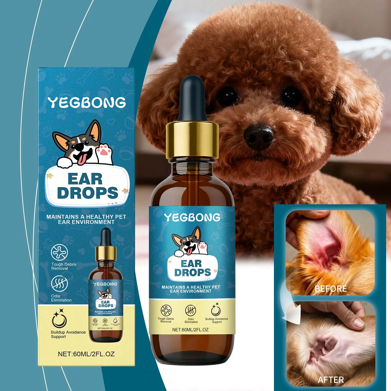 Dog ear care drops – gentle, nourishing ear cleaning drops for pets