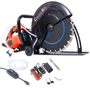 Electric 14" Cut Off Saw Wet/Dry Concrete Saw Cutter Guide Roller with Water Line Attachment cordless chainsaw Power Tools Blades chainsaw
