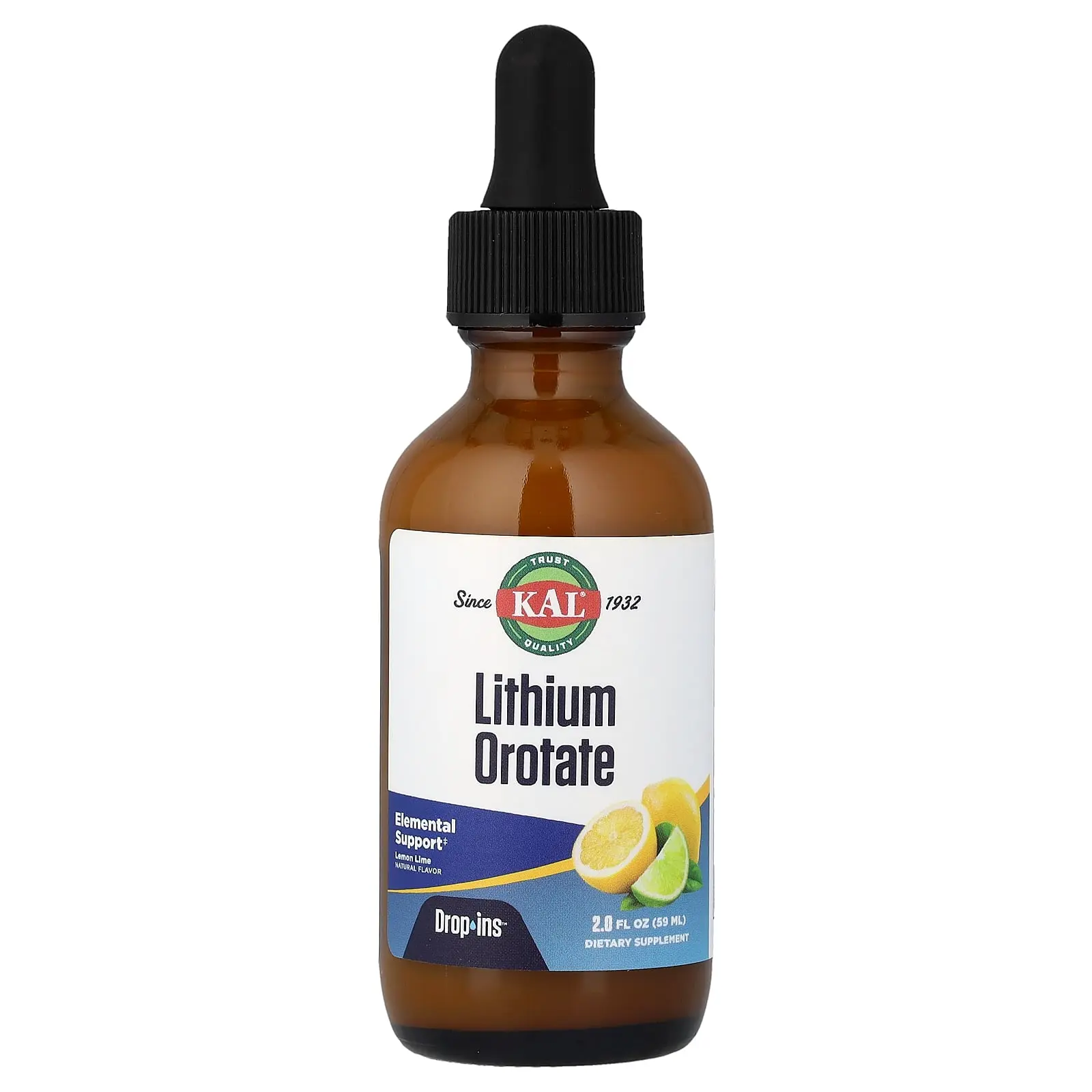 KAL Lithium Orotate Drops, Lemon Lime, 2 fl oz (59 ml)