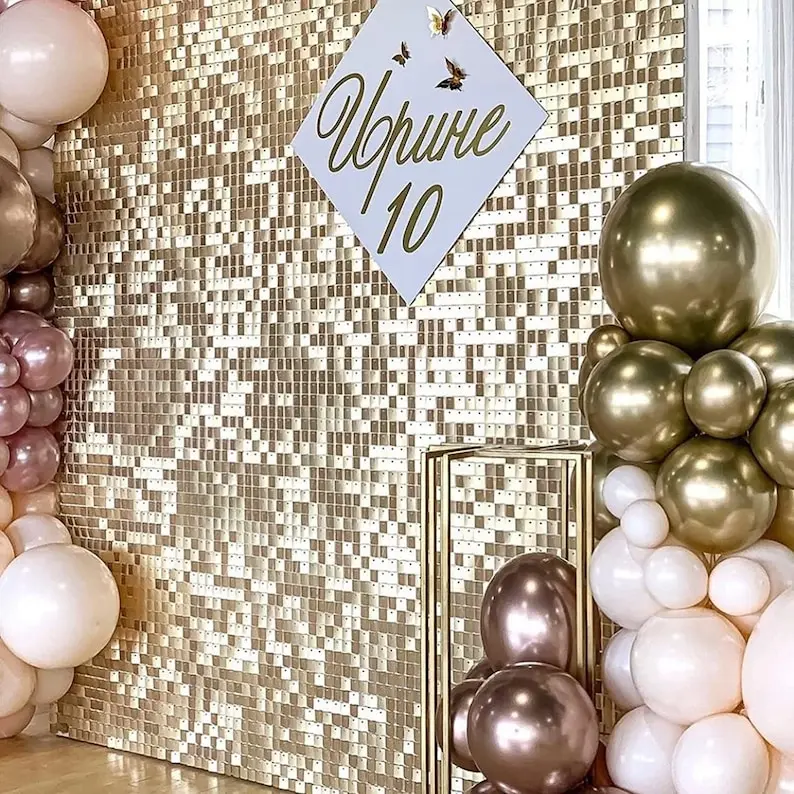 Big Sale 60% OFF!!GOLD Shimmer Wall Backdrop Sequins Backdrop Decoration Panels, Photo Backdrops for Birthday, Wedding Decoration