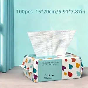100pcs Disposable Face Skin Towels, Soft Cotton Facial Wipes, Thickened Non-Woven Beauty Salon Cleansing Cloths, Easy Pull-Out Design, Facial Cleansing Pads