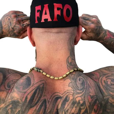 TheDriveClothing FAFO Red-On-Black Back Graphic Trucker Hat - Flexfit Cotton Fitted, Unisex Streetwear Clothing Accessory, Rockstar Streetwear/Skater/Trucker Dad Style, Hand Wash Only, Biker Gym Stretch Item for Women, Rockstar Streetwear Hats