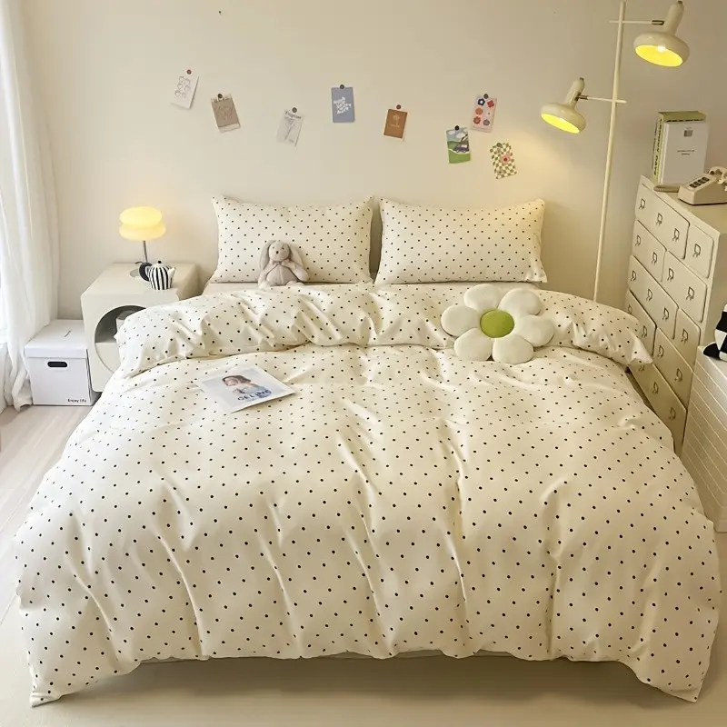 3-piece spot-printed bedspread set (1 bedspread + 2 pillowcases, without core), soft and comfortable bedding, soft bedding sets, suitable for bedroom, dormitory, guest room and home decoration, Comfy Bedding Sets