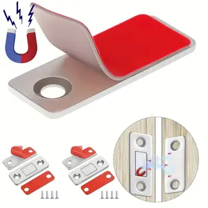 Ultra-Thin Metal Magnetic Interlockers, 10-Piece Set, Easy-To-Use Secure Durable Adhesive Cabinet Latches for Drawers, Kitchens & Wardrobes