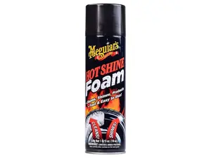 Meguiar's Hot Shine Tire Foam - High Goss Tire Shine that Cleans, Shines, and Protects in One, Deep, Black Shine with Conditioners and UV Protection to Help Keep Tires Looking Like New, 19 Oz