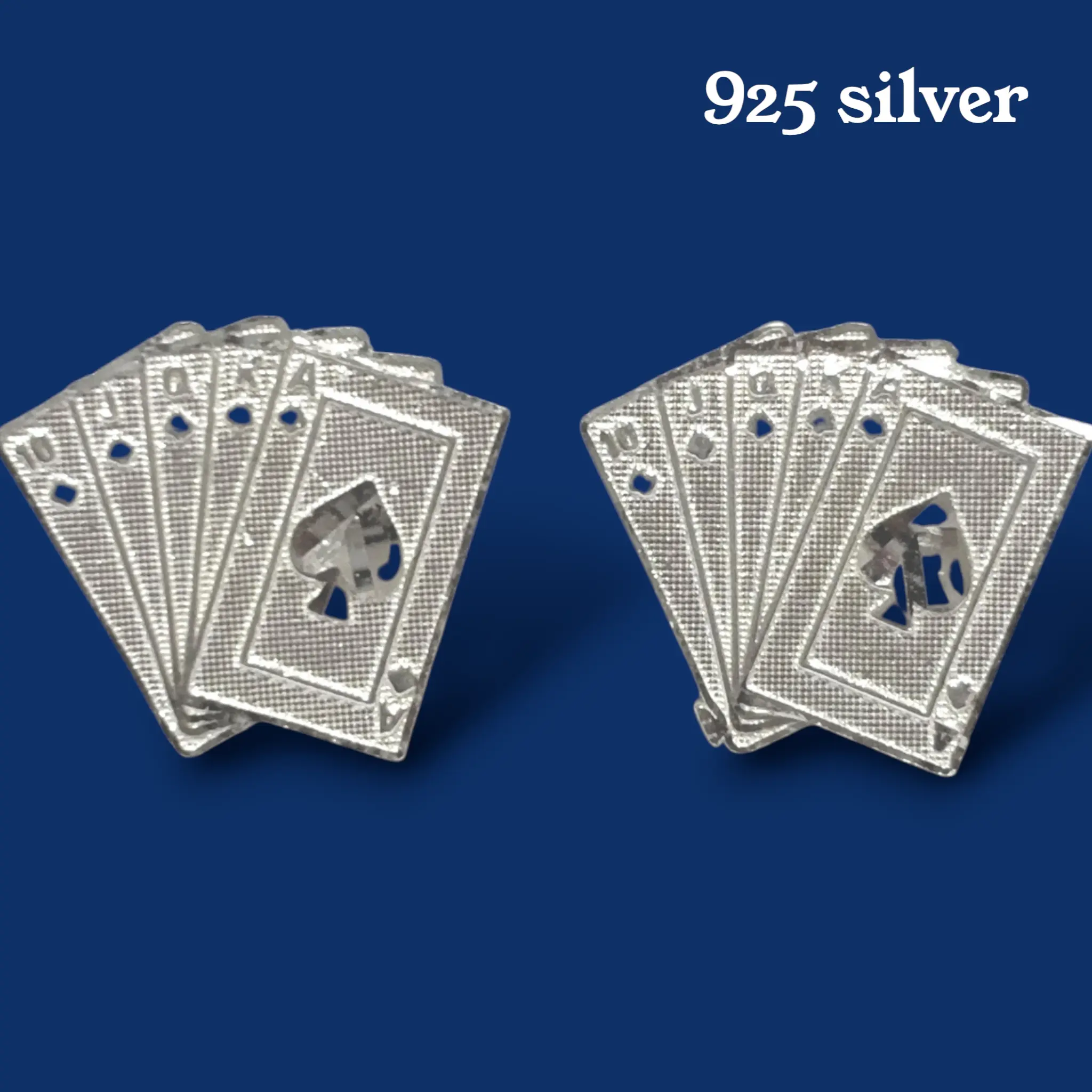925 Sterling Silver Playing Card Earrings Card Suit Stud Earrings Unique Fashion Jewelry Butterfly Back