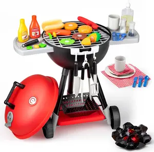 34Pcs Portable Grill Cooking Toy Set BBQ Grill Set For Christmas New Year Gift Kids Outdoor Play toys boys Christmas & Portable Grill Toy Set Valentine's Day Gifts for Kids