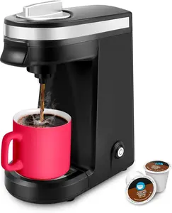 Single Serve Coffee Maker for K Capsule and Ground Coffee, Single Cup Coffee Machine, Black