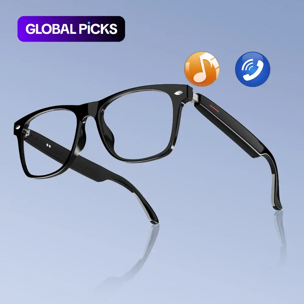 Smart Glasses with Mic, Smart Eyewear, Wireless Audio Smart Glasses with Transparent Lenses for Listening to Music & Calling, Wireless Audio Glasses for Home & Daily Use, Durable Electronic Glasses #GLOBAL PICKS