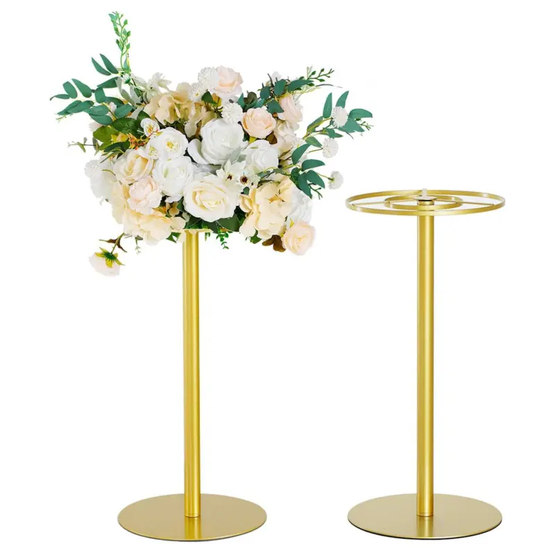 VINCIGANT 2pcs Minimalist European 15.7in Gold Metal Floral Bouquet Centrepieces - Tall Table Flower Stand Vase Accessory, Wedding Party Supplies, Statement Festival Centrepieces for Holiday, Room Decor