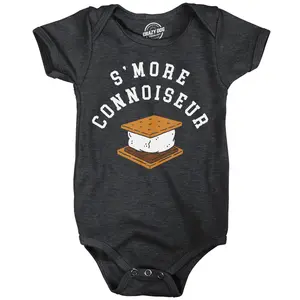 Smore Connoiseur Baby Bodysuit Funny Sarcastic Camping Jumper For Infants Funny Baby Onesies Food Clothes for Baby Funny Camping Onesie Novelty Onesie Black -