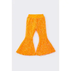 Orange sequin bell pants
