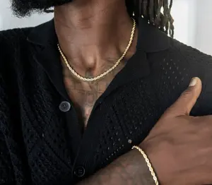 GLD Rope Chain + Bracelet Bundle Set 4mm, Yellow Gold, 20" Chain + 8" Bracelet