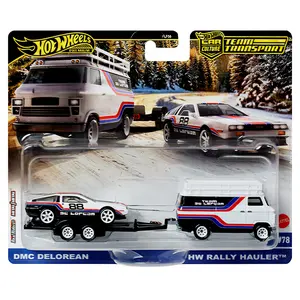 Hot Wheels Team Transport DMC Delorean / HW Rally Hauler #78, 1:64 Scale, Diecast Model Car