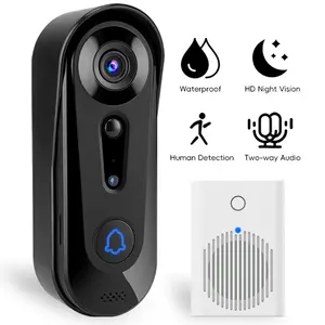 Smart Video Doorbell Camera with Wireless Indoor Chime, HD & Night Vision, Motion Alerts to Phone, Cloud Storage, 2.4GHz WiFi Remote Access & Two-Way Audio
