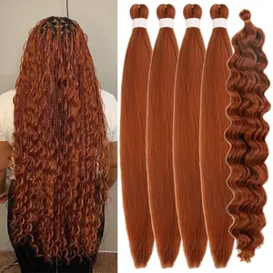 Bright Ginger Boho Braiding Hair Pre stretched Curly Knotless Braiding Hair for Boho Braids Hypoallergenic Ez Braids Itch Free