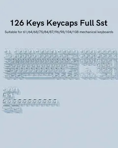 Womier Clear Keycaps Set, Transparent Shine Through Keycap for MX-Compatible 61/68/84/87/98/100/104 Mechanical Keyboard