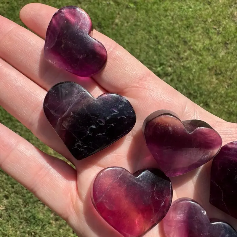 Dark Purple Fluorite Hearts