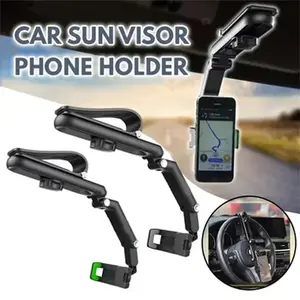2 Packs Sun Visor Car Phone Holder, 1080° Multifunctional Sun Visor Universal 360 Rotating Rear View Mirror Phone Holder, Foldable Cell Phone Mount Clip for All Mobile Phones