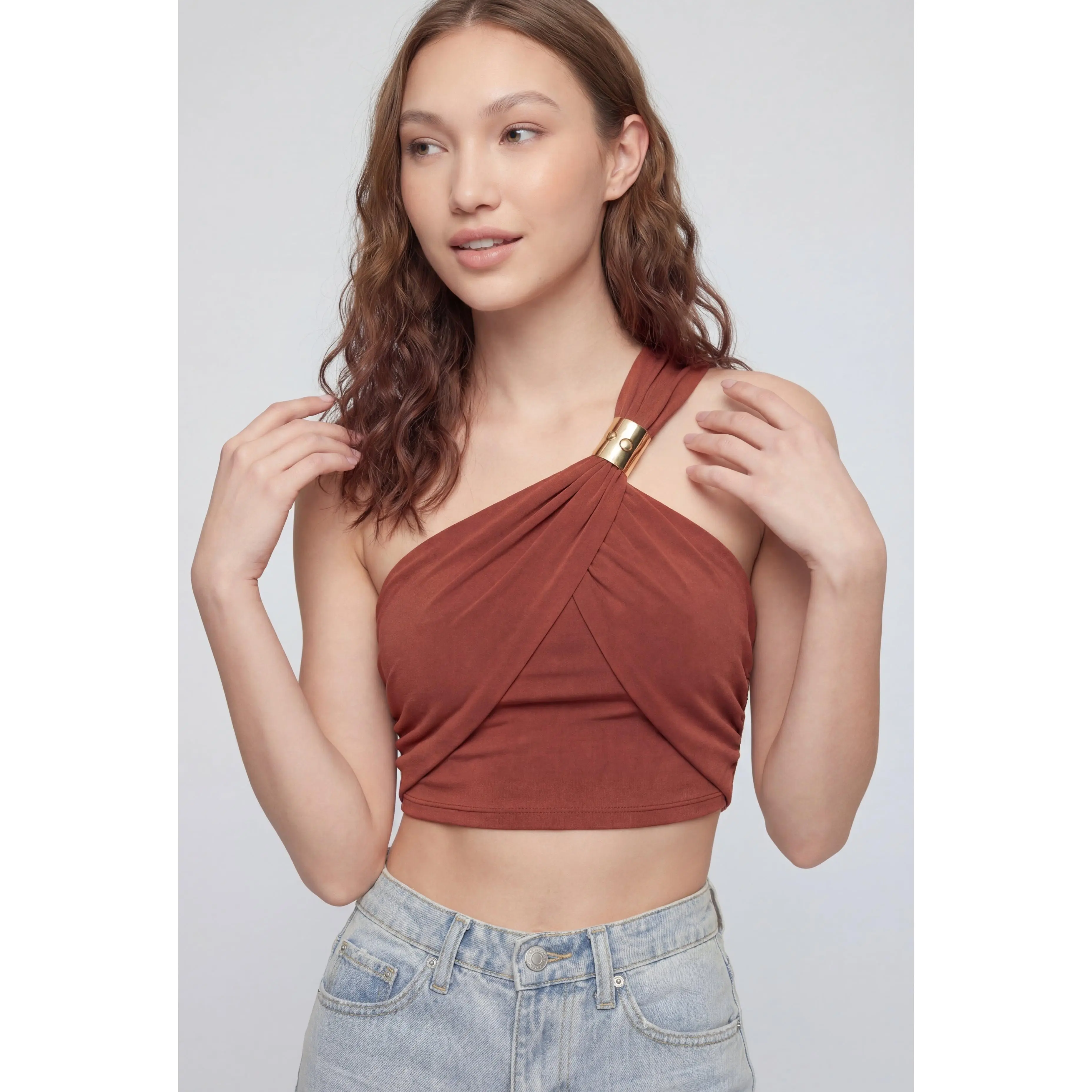 Alani One Shoulder Asymmetrical Crop Top