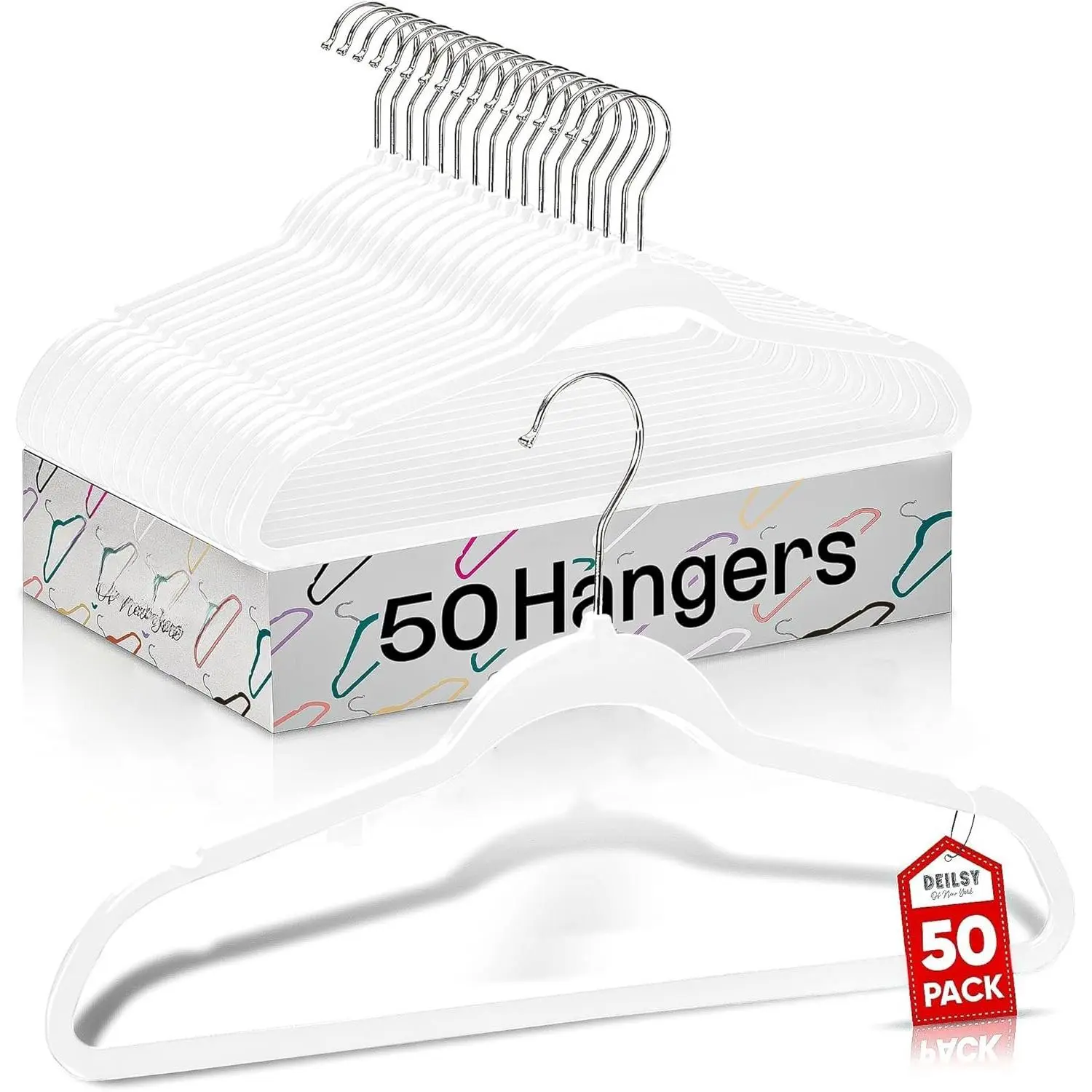 (TM) White Hangers 50 Pack - Thin Slim Space Saving, Plastic Hangers, Non  Plastic Hanger for Closet Organization Hanger for Clothes Adult