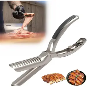 Stainless Steel Compact Dual-Blade Rib Membrane Removal Tool, Rust-Proof Sturdy Construction, Ergonomic Handle, Easy Operation, Dishwasher-Safe BBQ Utensil for BBQ Enthusiasts (1PC)