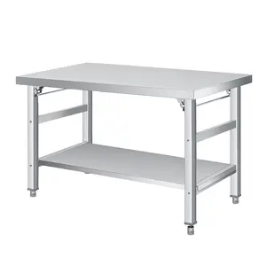 48" x 24" Stainless Steel Folding Table - 920 LBS Commercial Foldable Prep Table, Metal Worktable with Adjustable Undershelf and Feet, for Home Kitchen Restaurant Garage Warehouse, Heavy Duty