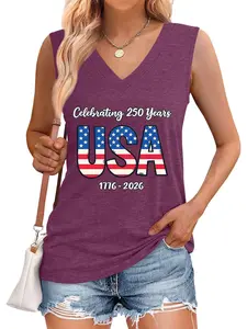 Graphic Printed Women's V-Neck Sleeveless Top, Casual Fitted Short Shirt, Comfortable Fabric for Everyday Daily Wear, Available in 6 Colors, Womenswear