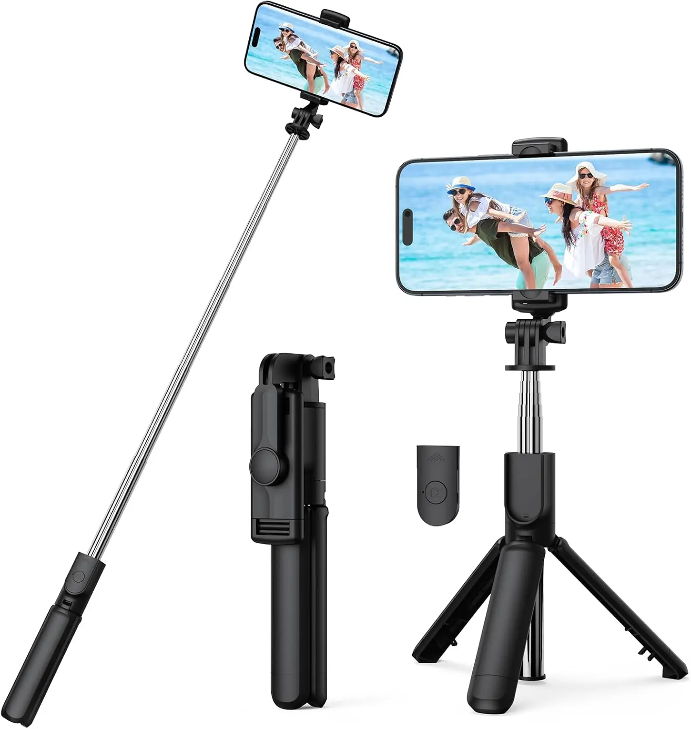Selfie Stick Tripod, Retractable Selfie Stick Tripod with  Remote Control, for Photograph, Live Streaming, Video Recording, Compatible with Android,  and More