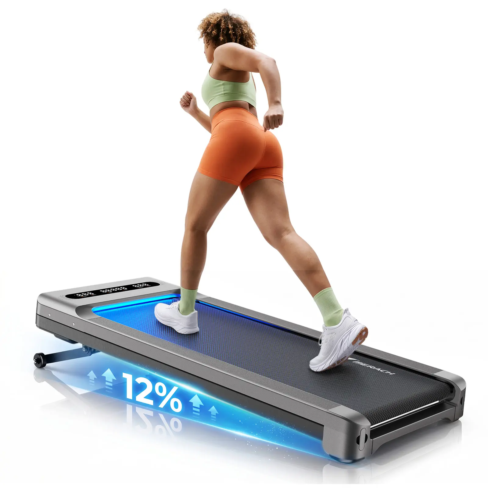 MERACH UltraWalk W60 Under Desk Compact Treadmill, 3.5HP Strong Walking Pad with 12% Incline, 400LBS Capacity, Bluetooth Speaker & Remote Control for Home Fitness Use