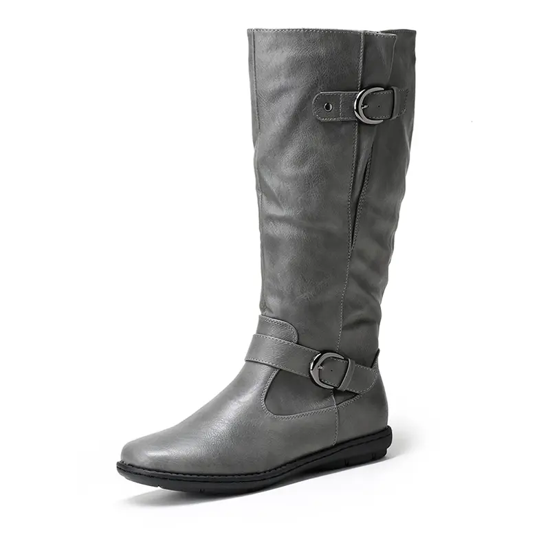 Dream Pairs Women's Wide Calf, Knee-High, Insulated Faux Fur Slip-On Round Toe Zip Rubber Boots - Warm All-Seasons Cold-Weather Business Footwear