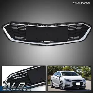 Black Front Bumper Lower Grille W/ Chrome Trim Fit For 2016-2018 Chevrolet Cruze