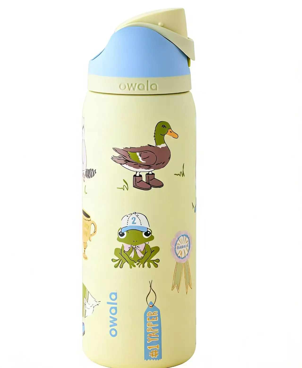 Owala 32oz Whimsical Duck & Frog Insulated Water Flask - Water Bottles with Spill-Proof FreeSip Lid, Portable, Washable, Cold-Retaining, Reusable, Boujee Household Items for Animal Lovers, Travel Stuff, Oddities Gifts, Gifts Adults